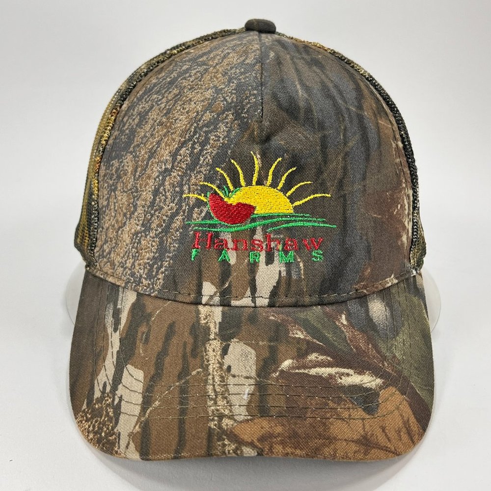 Hanshaw Farms Trucker Mesh Cap OSFM Camouflage Embroidered OC Adjustable Mens